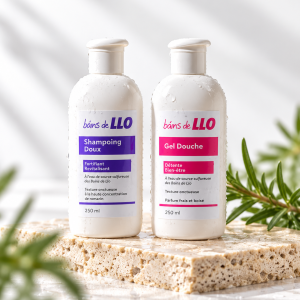 Duo gel douche et shampoing des Bains de Llo, deux flacons de 200 ml